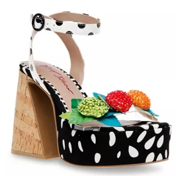 Betsey Johnson Women's Sprite Fruit Embellished Chunky Heels Sandals Size 7M NEW - Picture 3 of 16